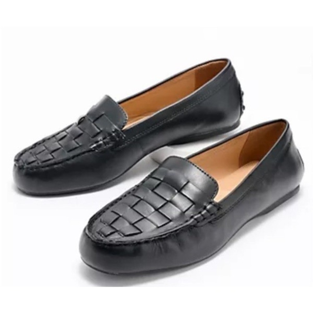 New Dune London Greene Woven Leather Slip On Driving Loafers Mocs Black‎ Size 11